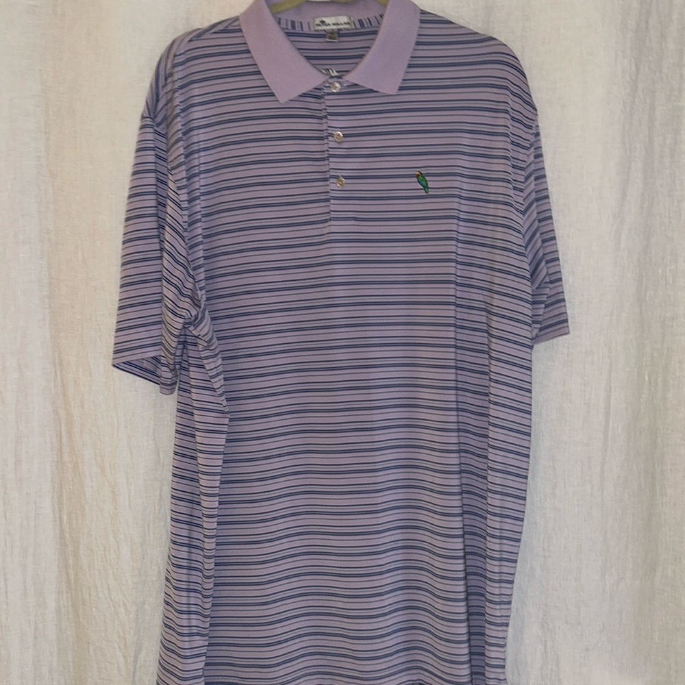 Men's Peter Millar Purple and Blue strips Performance Polo XL
